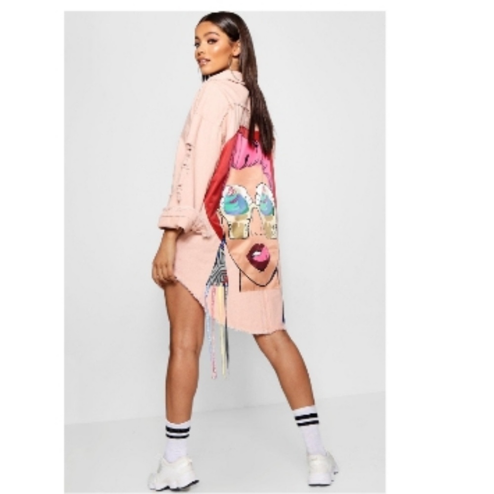 Boohoo Pink oversived denim jacket/dress
